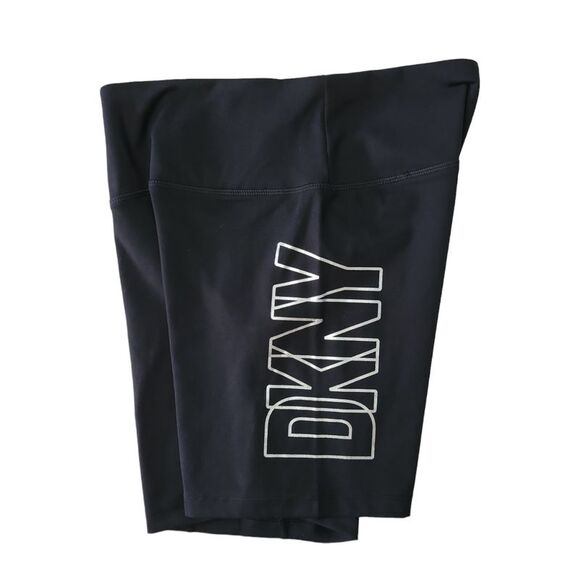 DKNY Women's 7" Inseam High Rise Stretch Bike Short - Metallic Logo - Picture 2 of 2